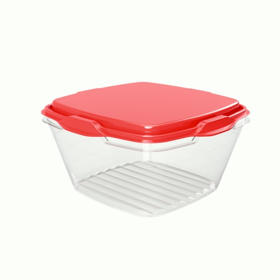 Food container 500ml,  12.4 x 12.4 x 6.7 cm (BPA FREE Polypropyle) Red lid